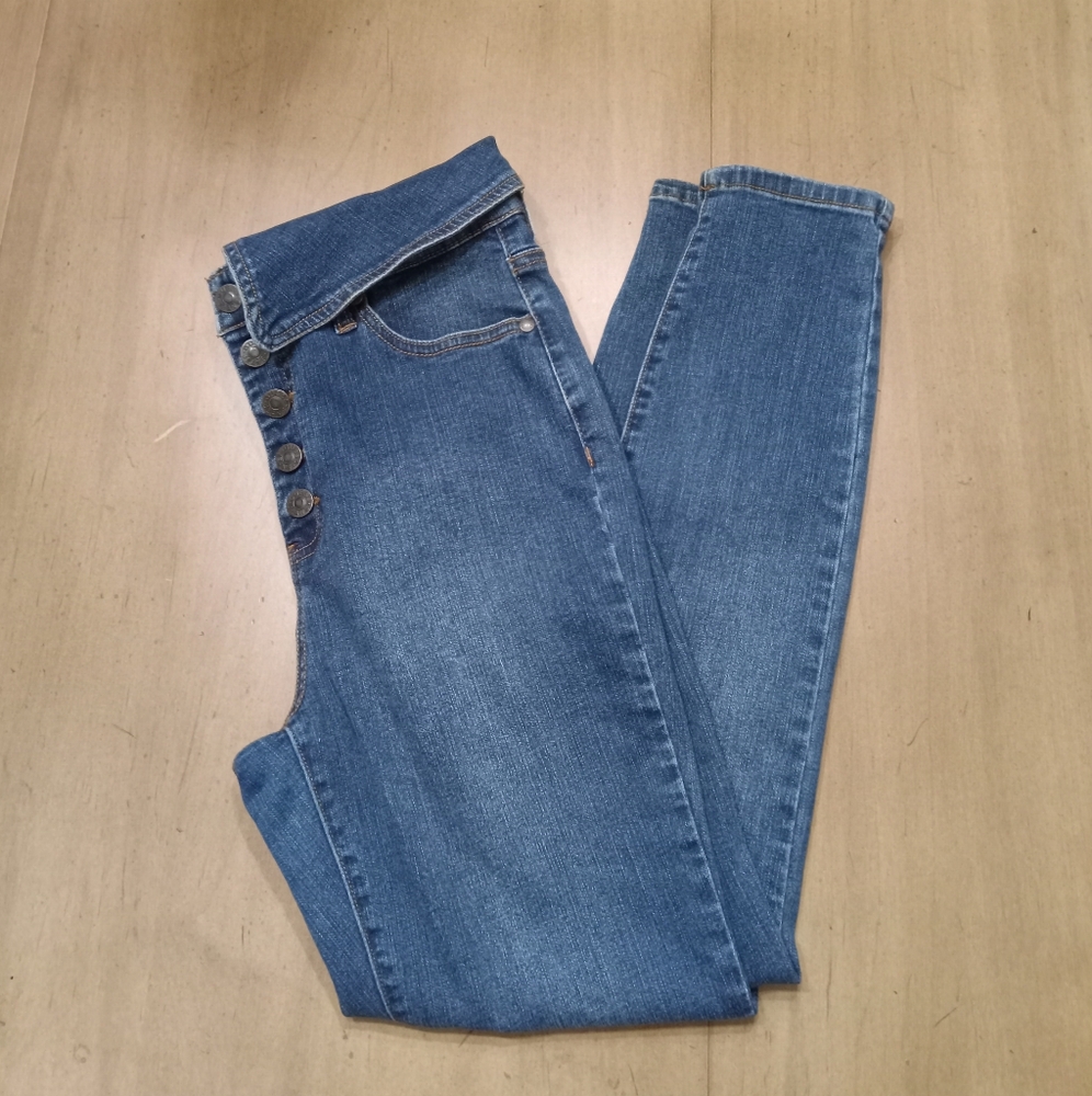 GUESS Woman Blue Fold Over High Waist